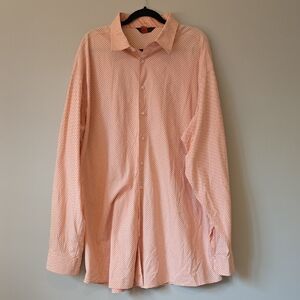 Nyne Men’s Orange & White Gingham Button-Down Shirt – 3XL Tall | 100% Cotton